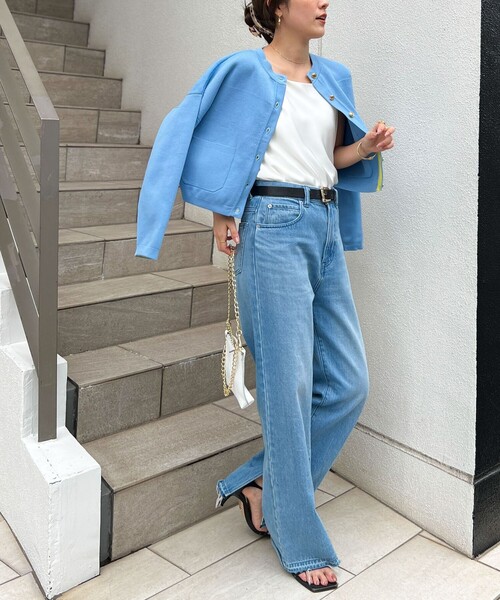 NOLLEY’S（ノーリーズ）の「◇【WEB限定】ポッケ付きクルーネックカーディガン（カーディガン/ボレロ・レディース・オフホワイト/ネイビー/ライトブルー・FREE）」の15枚目の写真