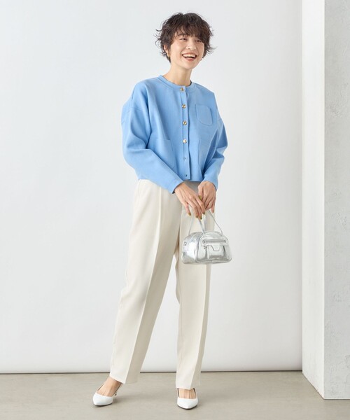 NOLLEY’S（ノーリーズ）の「◇【WEB限定】ポッケ付きクルーネックカーディガン（カーディガン/ボレロ・レディース・オフホワイト/ネイビー/ライトブルー・FREE）」の10枚目の写真