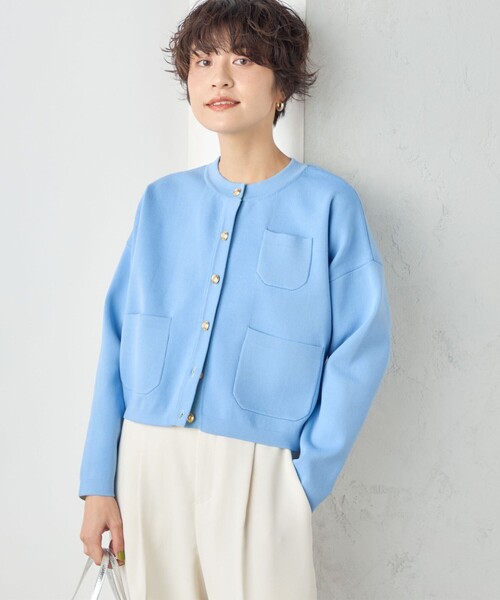 NOLLEY’S（ノーリーズ）の「◇【WEB限定】ポッケ付きクルーネックカーディガン（カーディガン/ボレロ・レディース・オフホワイト/ネイビー/ライトブルー・FREE）」の11枚目の写真