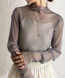She's Closet（シーズクローゼット）の「長袖グリッターハイネックラメシアートップス（Tシャツ/カットソー）」