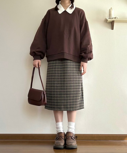Cham.（チャム）の「古着っぽチェックスカート（スカート・レディース・ブラウン・F）」の12枚目の写真