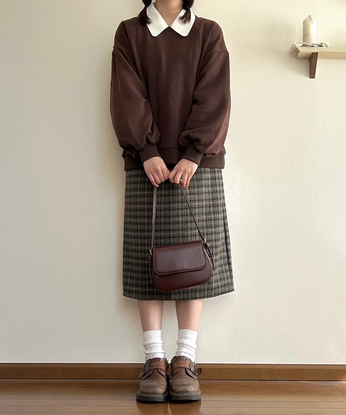 Cham.（チャム）の「古着っぽチェックスカート（スカート・レディース・ブラウン・F）」の11枚目の写真