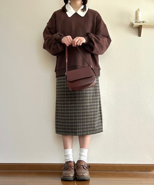 Cham.（チャム）の「古着っぽチェックスカート（スカート・レディース・ブラウン・F）」の7枚目の写真
