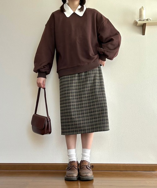 Cham.（チャム）の「古着っぽチェックスカート（スカート・レディース・ブラウン・F）」の6枚目の写真