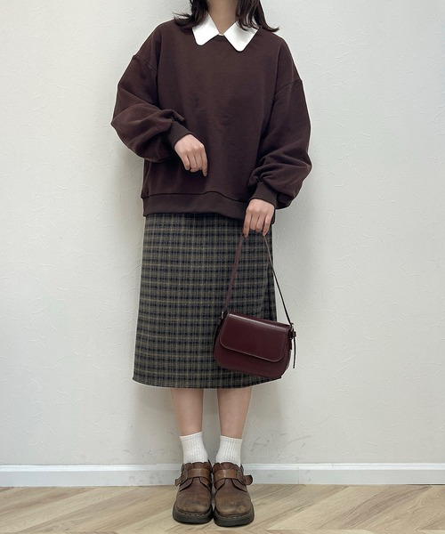 Cham.（チャム）の「古着っぽチェックスカート（スカート・レディース・ブラウン・F）」の4枚目の写真