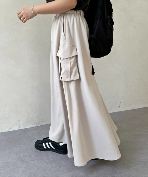 CPCM（シーピーシーエム）の「ツイルフレアカーゴスカート（スカート・レディース・モスグリーン/アイボリー/ブラック/カーキ/ブラック系その他・FREE）」の7枚目の写真