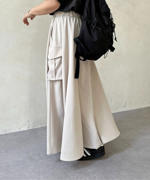 CPCM（シーピーシーエム）の「ツイルフレアカーゴスカート（スカート・レディース・モスグリーン/アイボリー/ブラック/カーキ/ブラック系その他・FREE）」の8枚目の写真