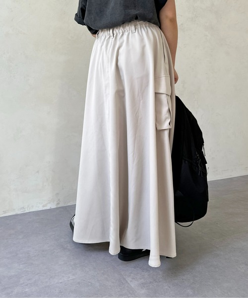 CPCM（シーピーシーエム）の「ツイルフレアカーゴスカート（スカート・レディース・モスグリーン/アイボリー/ブラック/カーキ/ブラック系その他・FREE）」の10枚目の写真