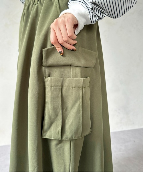 CPCM（シーピーシーエム）の「ツイルフレアカーゴスカート（スカート・レディース・モスグリーン/アイボリー/ブラック/カーキ/ブラック系その他・FREE）」の21枚目の写真