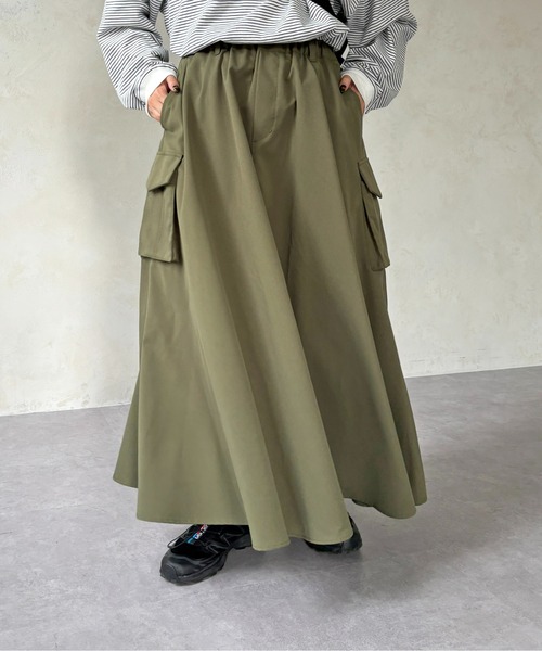 CPCM（シーピーシーエム）の「ツイルフレアカーゴスカート（スカート・レディース・モスグリーン/アイボリー/ブラック/カーキ/ブラック系その他・FREE）」の14枚目の写真