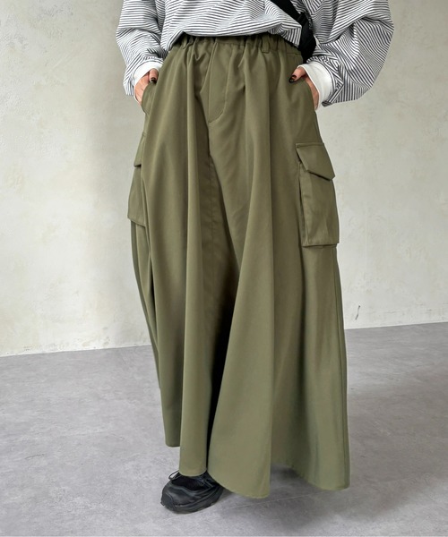 CPCM（シーピーシーエム）の「ツイルフレアカーゴスカート（スカート・レディース・モスグリーン/アイボリー/ブラック/カーキ/ブラック系その他・FREE）」の15枚目の写真