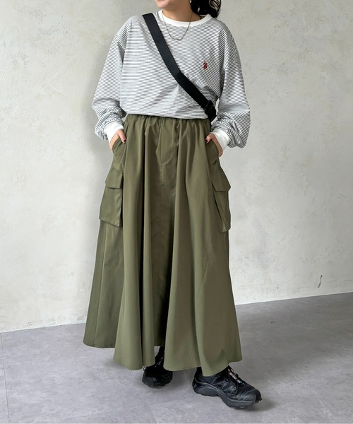 CPCM（シーピーシーエム）の「ツイルフレアカーゴスカート（スカート・レディース・モスグリーン/アイボリー/ブラック/カーキ/ブラック系その他・FREE）」の18枚目の写真