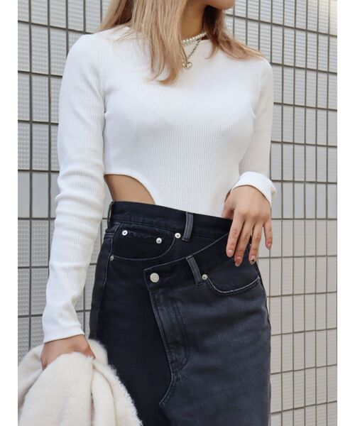 EVRIS（エヴリス）の「リブボディスーツ（Tシャツ/カットソー・レディース・ホワイト/ブラック/グレー・FREE）」の14枚目の写真