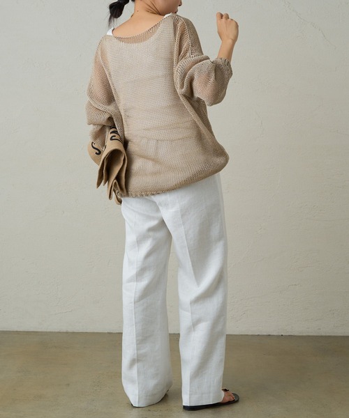 LOUNGEDRESS(ラウンジドレス)の「リネンセミワイドパンツ(スラックス・レディース・ベージュ/ピンク/オフホワイト/ブラック・SMALL/MEDIUM)」の9枚目の写真