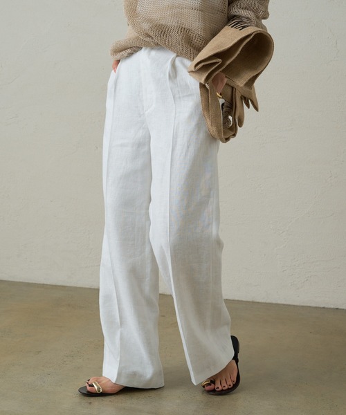 LOUNGEDRESS(ラウンジドレス)の「リネンセミワイドパンツ(スラックス・レディース・ベージュ/ピンク/オフホワイト/ブラック・SMALL/MEDIUM)」の12枚目の写真