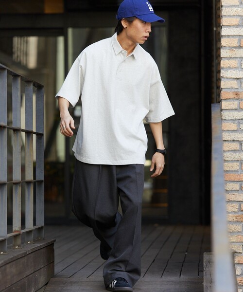 FREAK'S STORE（フリークスストア）の「限定展開 9オンス Heavyweight ビッグシルエット ヘビーウェイト ポロシャツ/オーバーサイズポロ（ポロシャツ・メンズ・グレイッシュベージュ/ブラウン/ネイビー/ブラック/アッシュグレー/ホワイト・SMALL/MEDIUM/LARGE）」の7枚目の写真