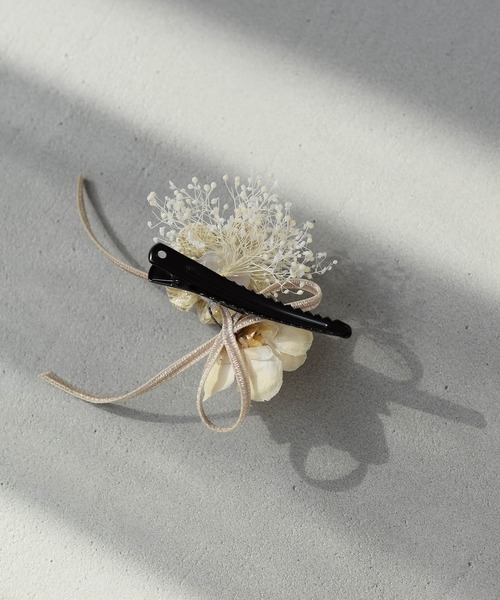 utatane（ウタタネ）の「髪飾り クリップ つまみ細工 梅＆リボン 日本製（和装小物・レディース・クリーム/ピンク/ブルー/レッド・FREE）」の6枚目の写真