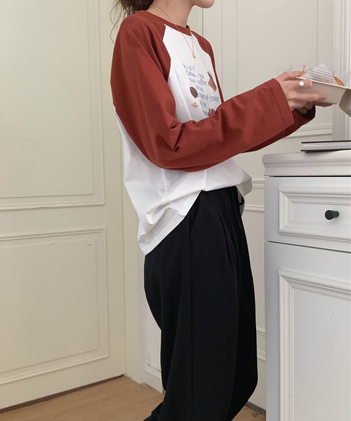 LAFFMO（ラフモ）の「ラグラン長袖カットソー（Tシャツ/カットソー・レディース・レッド/ブラック・F）」の21枚目の写真