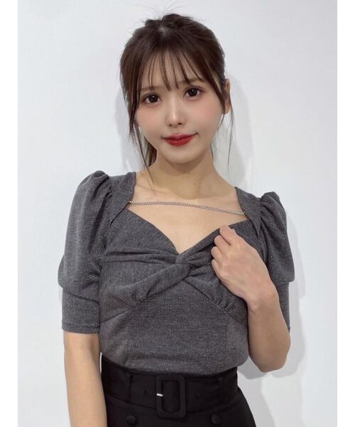 EATME(イートミー)の「ツイストリブTOP(ニット/セーター・レディース・ブラック/グレー・FREE)」の2枚目の写真