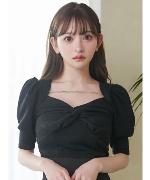 EATME(イートミー)の「ツイストリブTOP(ニット/セーター・レディース・ブラック/グレー・FREE)」の1枚目の写真