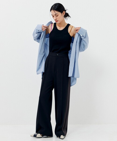 CITY TOKYO（シティトウキョウ）の「【手洗い可能】ジョーゼットサイドラインストレートパンツ（その他パンツ・レディース・ブラック/ベージュ・2/1）」の9枚目の写真