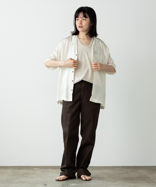 Calvin Klein(カルバン・クライン)の「Calvin Klein/カルバンクライン S/S BUTTON DOWN ショートスリーブオープンカラーシャツ(シャツ/ブラウス・レディース・ホワイト/ブラウン・S/M/L/XS)」の15枚目の写真