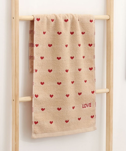 ハート柄タオル（タオル）｜IRADOWL（アイラドール）の