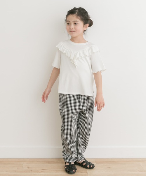 URBAN RESEARCH DOORS(アーバンリサーチドアーズ)の「メローフリルリブTシャツ(KIDS)(Tシャツ/カットソー・キッズ・パープル/オフホワイト・135/120/105)」の5枚目の写真