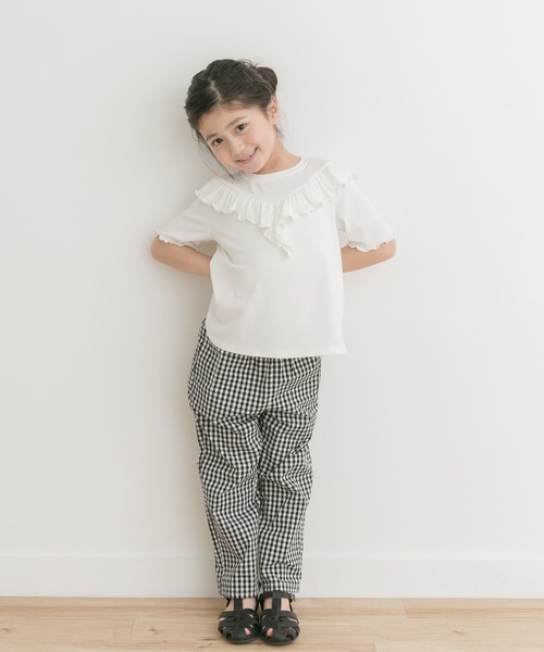URBAN RESEARCH DOORS(アーバンリサーチドアーズ)の「メローフリルリブTシャツ(KIDS)(Tシャツ/カットソー・キッズ・パープル/オフホワイト・135/120/105)」の6枚目の写真