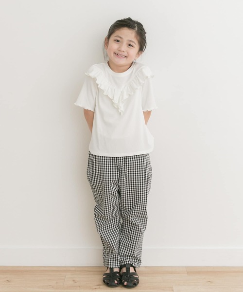 URBAN RESEARCH DOORS(アーバンリサーチドアーズ)の「メローフリルリブTシャツ(KIDS)(Tシャツ/カットソー・キッズ・パープル/オフホワイト・135/120/105)」の7枚目の写真