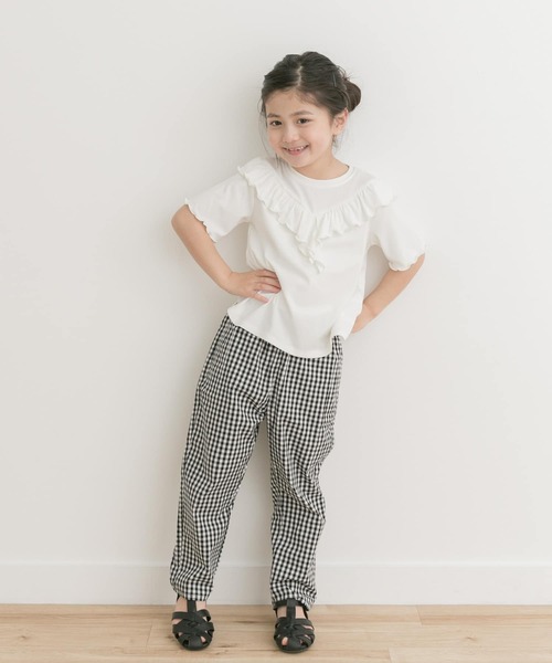 URBAN RESEARCH DOORS(アーバンリサーチドアーズ)の「メローフリルリブTシャツ(KIDS)(Tシャツ/カットソー・キッズ・パープル/オフホワイト・135/120/105)」の8枚目の写真
