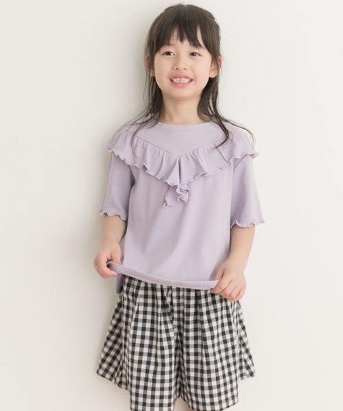 URBAN RESEARCH DOORS(アーバンリサーチドアーズ)の「メローフリルリブTシャツ(KIDS)(Tシャツ/カットソー・キッズ・パープル/オフホワイト・135/120/105)」の10枚目の写真