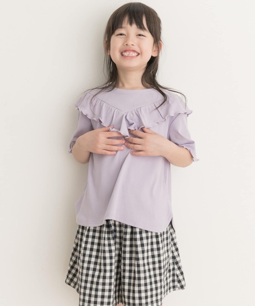 URBAN RESEARCH DOORS(アーバンリサーチドアーズ)の「メローフリルリブTシャツ(KIDS)(Tシャツ/カットソー・キッズ・パープル/オフホワイト・135/120/105)」の11枚目の写真