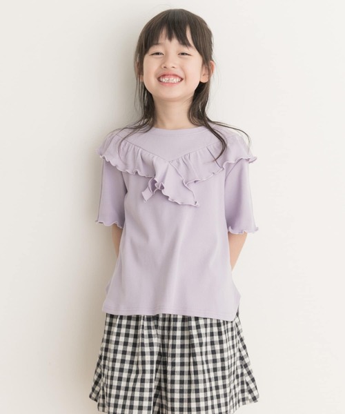 URBAN RESEARCH DOORS(アーバンリサーチドアーズ)の「メローフリルリブTシャツ(KIDS)(Tシャツ/カットソー・キッズ・パープル/オフホワイト・135/120/105)」の12枚目の写真