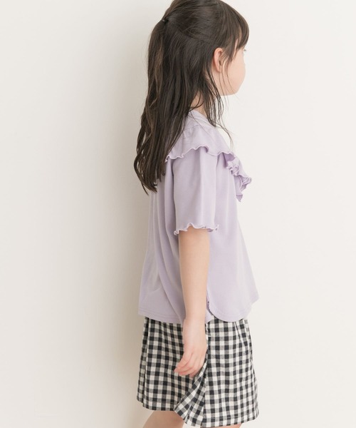 URBAN RESEARCH DOORS(アーバンリサーチドアーズ)の「メローフリルリブTシャツ(KIDS)(Tシャツ/カットソー・キッズ・パープル/オフホワイト・135/120/105)」の13枚目の写真