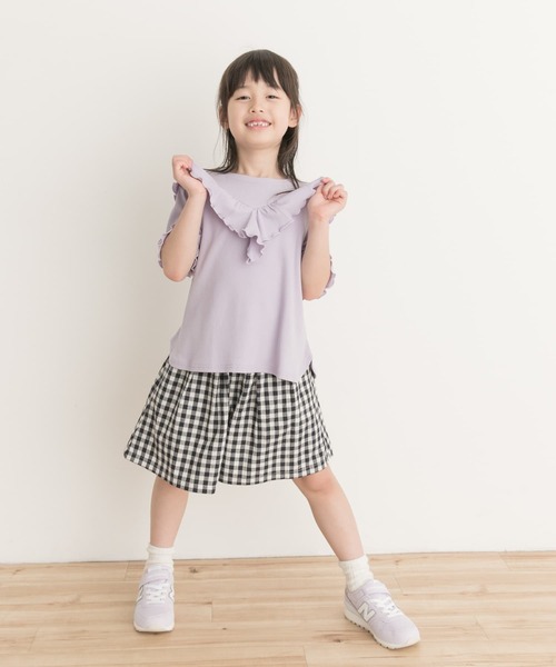 URBAN RESEARCH DOORS(アーバンリサーチドアーズ)の「メローフリルリブTシャツ(KIDS)(Tシャツ/カットソー・キッズ・パープル/オフホワイト・135/120/105)」の15枚目の写真
