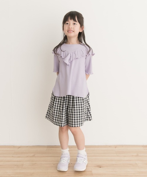 URBAN RESEARCH DOORS(アーバンリサーチドアーズ)の「メローフリルリブTシャツ(KIDS)(Tシャツ/カットソー・キッズ・パープル/オフホワイト・135/120/105)」の16枚目の写真