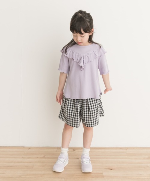 URBAN RESEARCH DOORS(アーバンリサーチドアーズ)の「メローフリルリブTシャツ(KIDS)(Tシャツ/カットソー・キッズ・パープル/オフホワイト・135/120/105)」の17枚目の写真