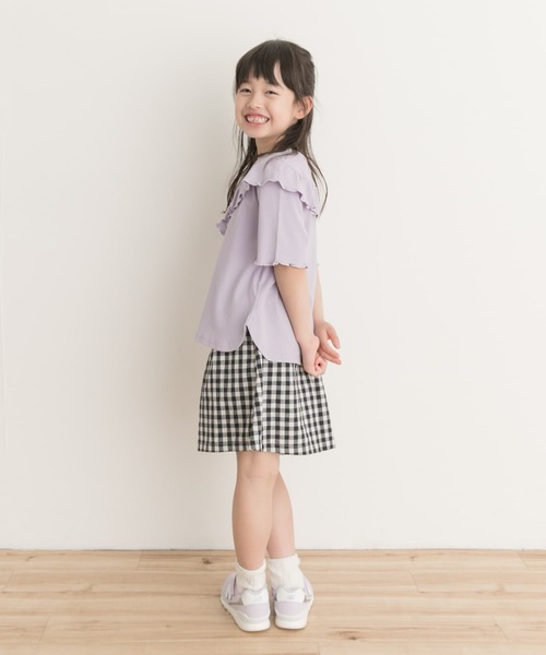 URBAN RESEARCH DOORS(アーバンリサーチドアーズ)の「メローフリルリブTシャツ(KIDS)(Tシャツ/カットソー・キッズ・パープル/オフホワイト・135/120/105)」の19枚目の写真