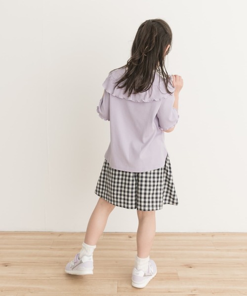 URBAN RESEARCH DOORS(アーバンリサーチドアーズ)の「メローフリルリブTシャツ(KIDS)(Tシャツ/カットソー・キッズ・パープル/オフホワイト・135/120/105)」の20枚目の写真