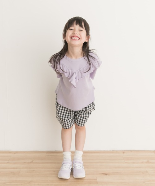 URBAN RESEARCH DOORS(アーバンリサーチドアーズ)の「メローフリルリブTシャツ(KIDS)(Tシャツ/カットソー・キッズ・パープル/オフホワイト・135/120/105)」の21枚目の写真