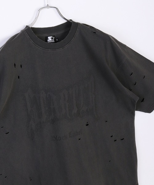 STARTER(スターター)の「STARTER ピグメント&ダメージ加工 天竺プリント半袖Tシャツ(Tシャツ/カットソー・メンズ・ベージュ/ホワイト/グリーン/スミクロ・M/L/XL)」の3枚目の写真