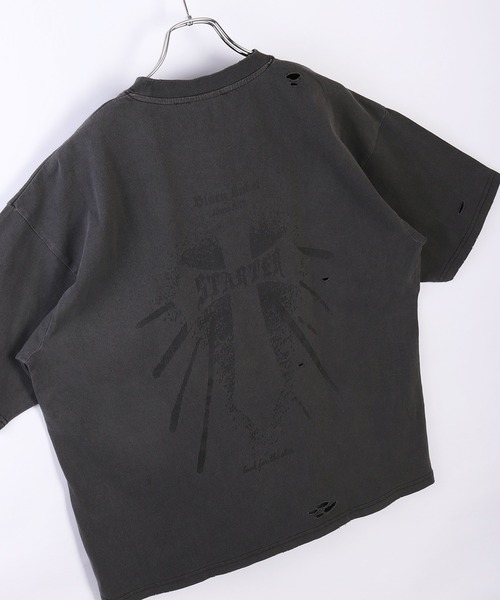 STARTER(スターター)の「STARTER ピグメント&ダメージ加工 天竺プリント半袖Tシャツ(Tシャツ/カットソー・メンズ・ベージュ/ホワイト/グリーン/スミクロ・M/L/XL)」の13枚目の写真