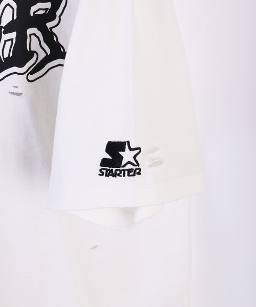 STARTER(スターター)の「STARTER ピグメント&ダメージ加工 天竺プリント半袖Tシャツ(Tシャツ/カットソー・メンズ・ベージュ/ホワイト/グリーン/スミクロ・M/L/XL)」の9枚目の写真