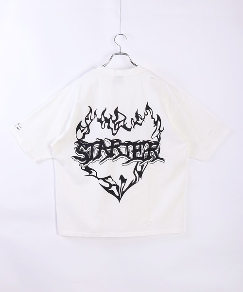 STARTER(スターター)の「STARTER ピグメント&ダメージ加工 天竺プリント半袖Tシャツ(Tシャツ/カットソー・メンズ・ベージュ/ホワイト/グリーン/スミクロ・M/L/XL)」の6枚目の写真