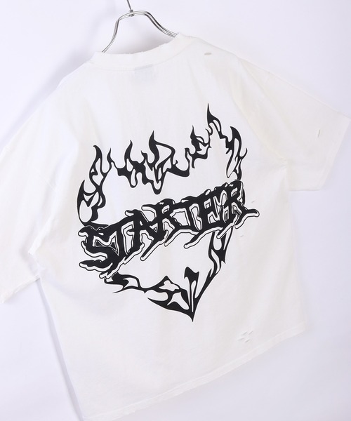 STARTER(スターター)の「STARTER ピグメント&ダメージ加工 天竺プリント半袖Tシャツ(Tシャツ/カットソー・メンズ・ベージュ/ホワイト/グリーン/スミクロ・M/L/XL)」の8枚目の写真