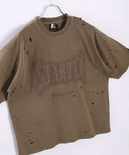 STARTER(スターター)の「STARTER ピグメント&ダメージ加工 天竺プリント半袖Tシャツ(Tシャツ/カットソー・メンズ・ベージュ/ホワイト/グリーン/スミクロ・M/L/XL)」の17枚目の写真