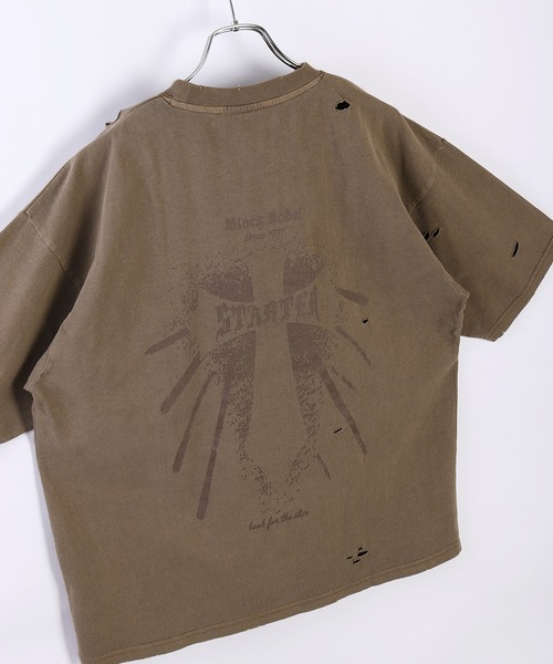 STARTER(スターター)の「STARTER ピグメント&ダメージ加工 天竺プリント半袖Tシャツ(Tシャツ/カットソー・メンズ・ベージュ/ホワイト/グリーン/スミクロ・M/L/XL)」の18枚目の写真
