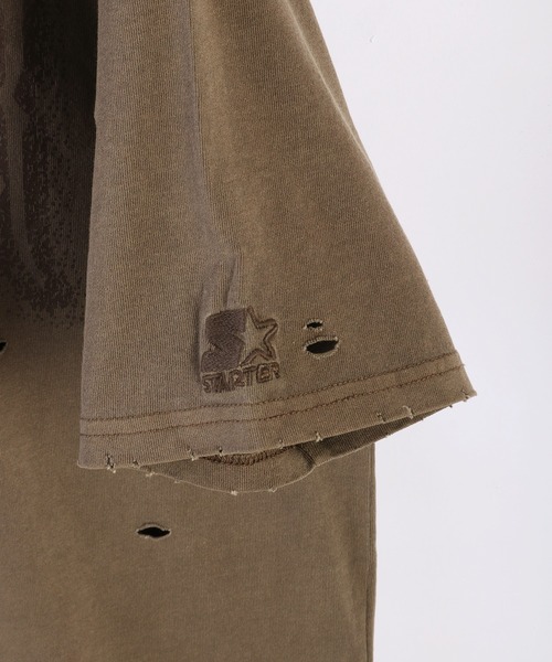 STARTER(スターター)の「STARTER ピグメント&ダメージ加工 天竺プリント半袖Tシャツ(Tシャツ/カットソー・メンズ・ベージュ/ホワイト/グリーン/スミクロ・M/L/XL)」の19枚目の写真