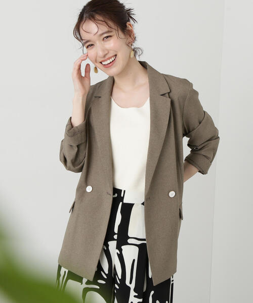 N.（N. Natural Beauty Basic）（エヌエヌナチュラルビューティーベーシック）の「【S Size Line】◆マットウースストレッチコンパクトジャケット（テーラードジャケット・レディース・ネイビー/ベージュ・SMALL/MEDIUM）」の8枚目の写真